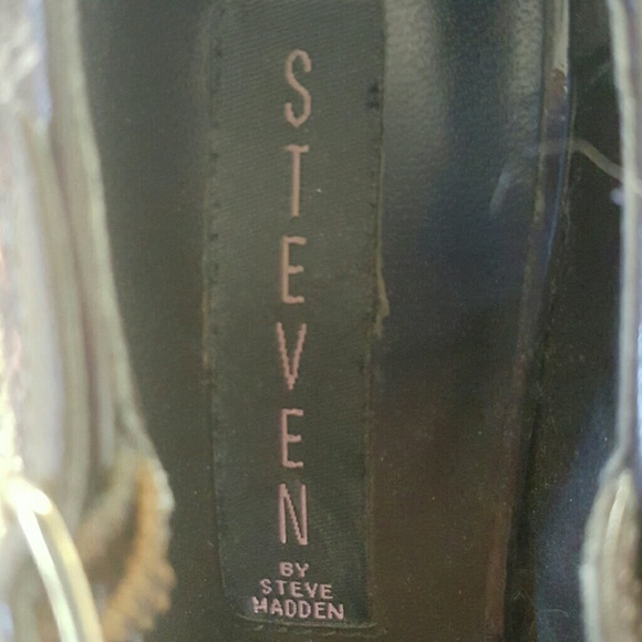 Steve Madden Brown Fabric peep toe Mary Janes 5.5 - Picture 7 of 8